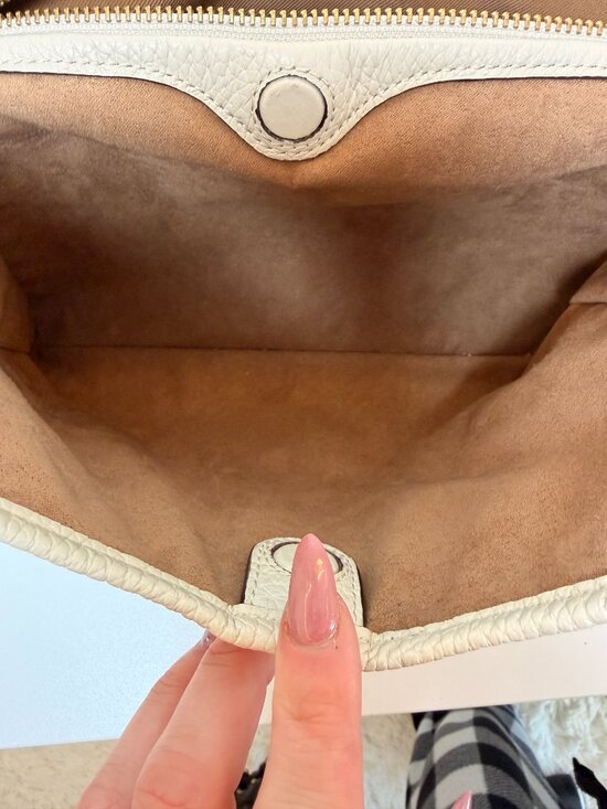 Coach Lori Shoulder Bag Cream Pebble Leather Gold Hardware Satchel Hobo Purse main image 6